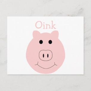 Silly pink pig postcard