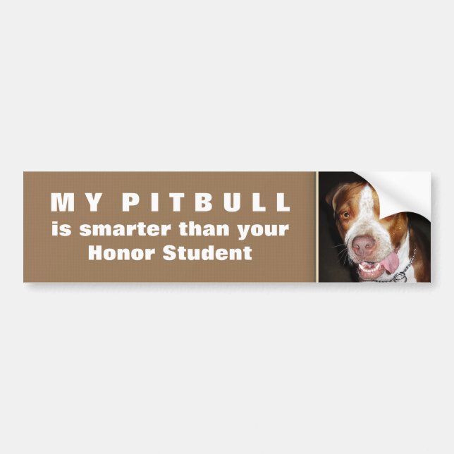 Silly Pitbull Portrait Bumper Sticker (Front)