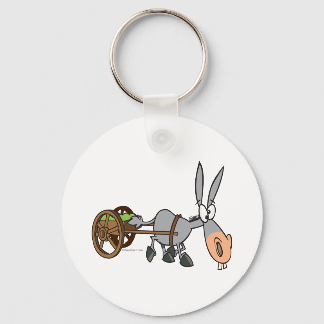 silly plodding donkey mule cartoon key ring (Front)