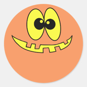 Silly Pumpkin  Face Name Tags or Stickers