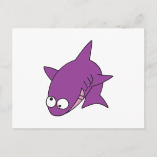 silly purple shark postcard