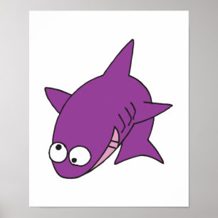 silly purple shark poster