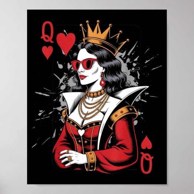 Silly Queen Valentines Hearts Card Poster (Front)