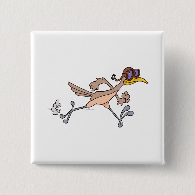silly roadrunner bird cartoon 15 cm square badge (Front)