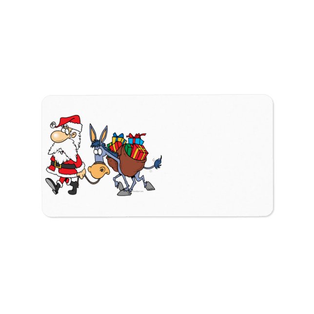 silly santa and christmas donkey label (Front)