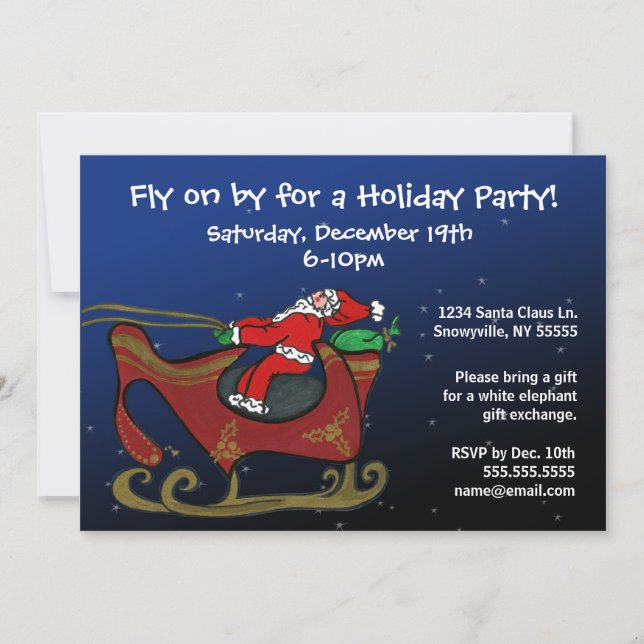 Silly Santa in His Sleigh Invitation (Front)