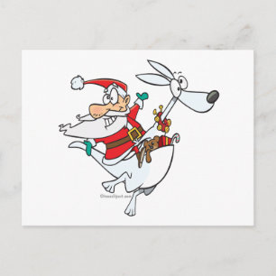 silly santa on a kangaroo funny cartoon holiday postcard
