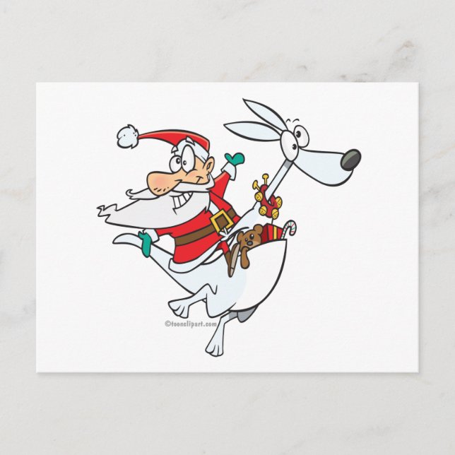 silly santa on a kangaroo funny cartoon holiday postcard (Front)