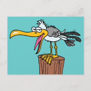 silly seagull cartoon postcard