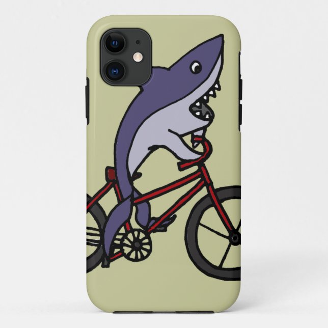 Silly Shark Riding Bicycle Cartoon Case-Mate iPhone Case (Back)