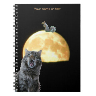 Silly Shocked Cat and Squirrel on the Moon Notebook