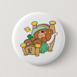 silly sleeping teddy bear design 6 cm round badge