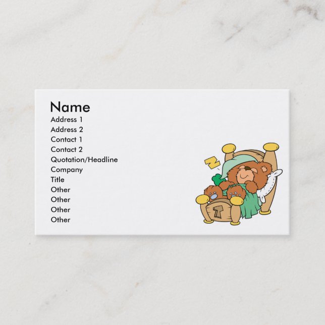 silly sleeping teddy bear design business card (Front)