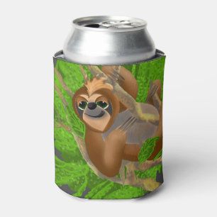 Silly Sloth Relaxing In A Tree Can Cooler