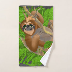 Silly Sloth Relaxing In A Tree Hand Towel