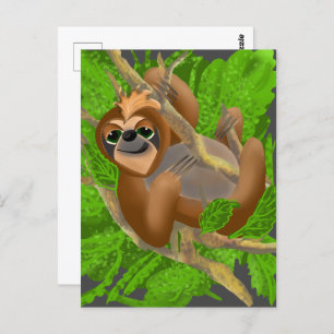 Silly Sloth Relaxing In A Tree Postcard