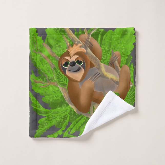 Silly Sloth Relaxing In A Tree Wash Cloth (Wash Cloth)