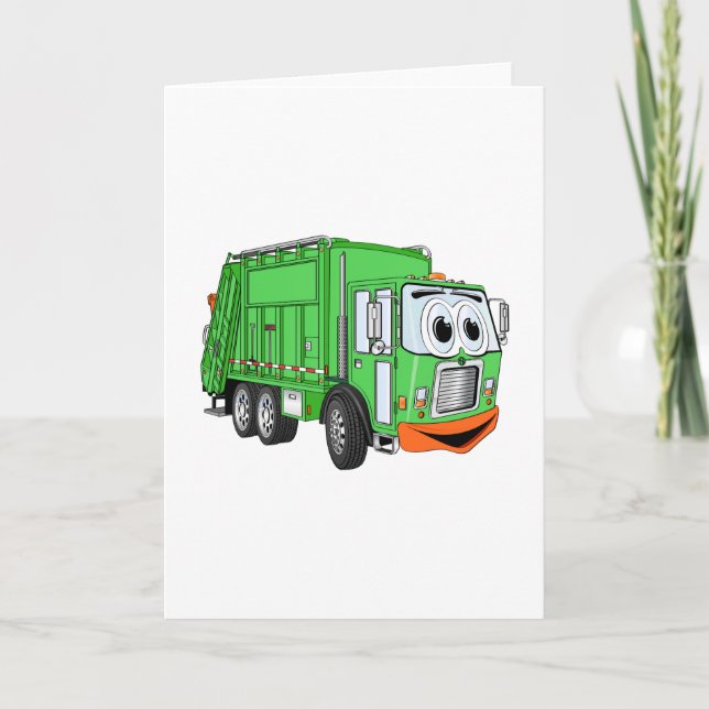 Silly Smiling Garbage Truck Cartoon Card (Front)