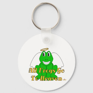 Silly Smiling Green Frog Angel All Frogs Go To Hea Key Ring