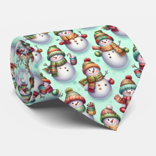Silly Snowmen Tie (Rolled)