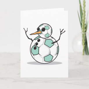 silly soccer ball snowman holiday card