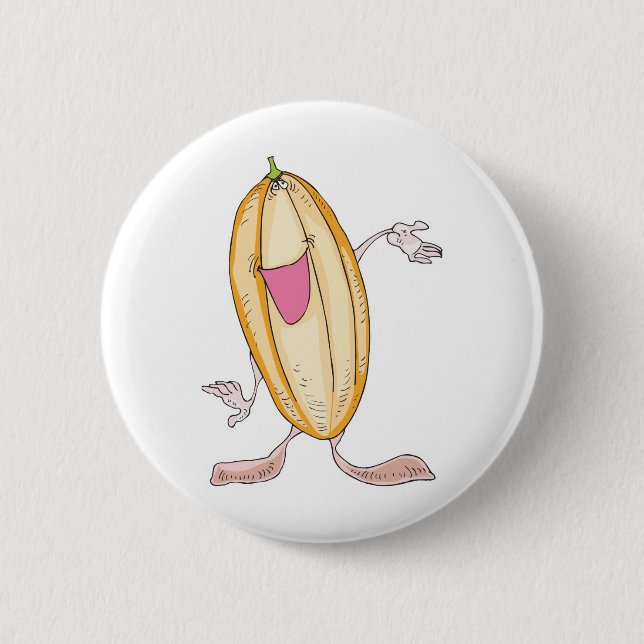 silly squash cartoon character 6 cm round badge (Front)