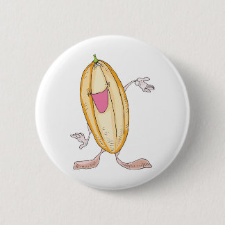 silly squash cartoon character 6 cm round badge