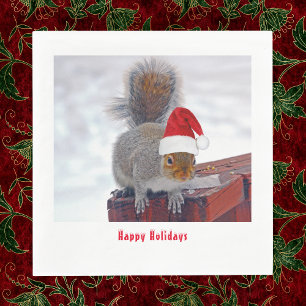 Silly Squirrel with Santa Hat Napkins