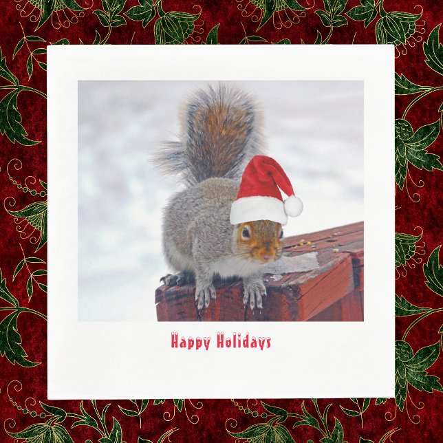Silly Squirrel with Santa Hat Napkins (Creator Uploaded)