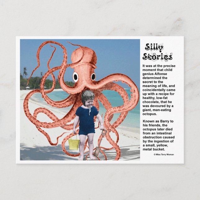 Silly Stories: Man-eating Octopus Postcard (Front)