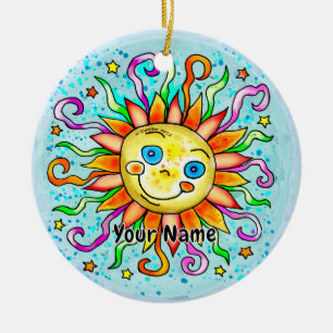 Silly Sun Ceramic Ornament