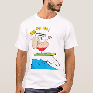 silly surfing santa cartoon T-Shirt