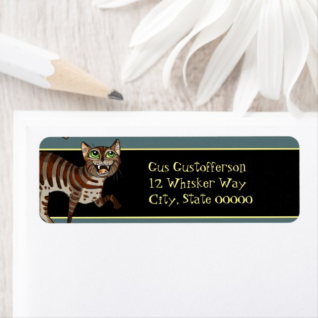 Silly Tabby Cat Return Address Label (Insitu)