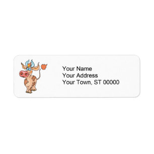 silly tan cow return address label