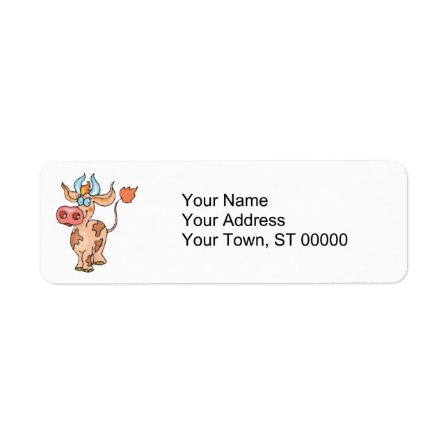 silly tan cow return address label (Front)