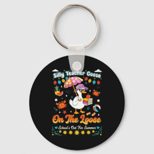 Silly Teacher Goose On The Loose Summer Design Key Ring