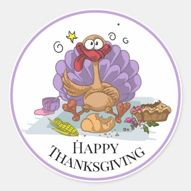 Silly Thanksgiving Turkey Classic Round Sticker (Front)