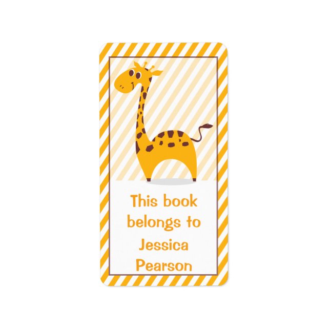 Silly This Book Belongs Giraffe Bookplate Label (Front)