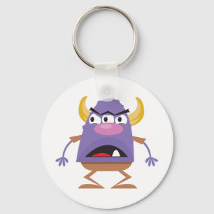 silly three-eyed ogre monster key ring