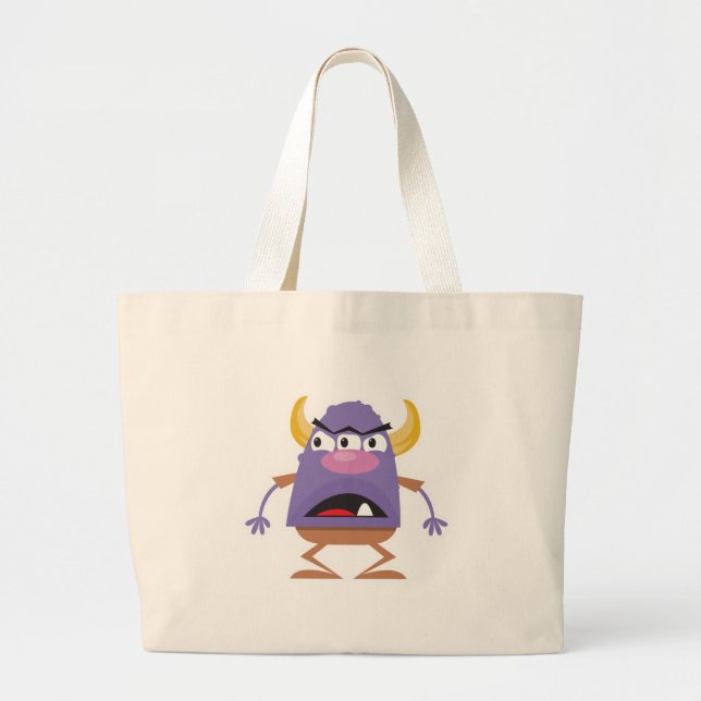silly three-eyed ogre monster large tote bag (Front)