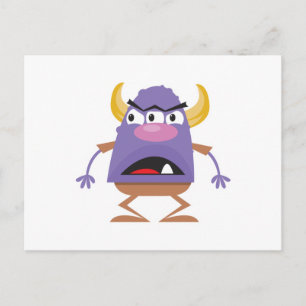 silly three-eyed ogre monster postcard