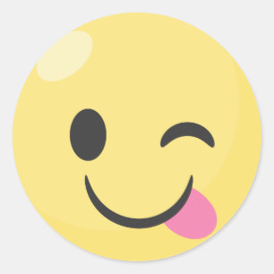 Silly Tongue Out Emoji Classic Round Sticker