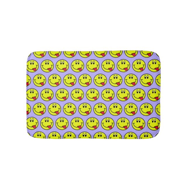 Silly Tongue Smiling Face Emoji Bath Mat (Front)
