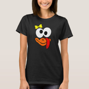 Silly Turkey Face & Bow  Thanksgiving Turkey Gobbl T-Shirt