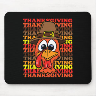 Silly Turkey Face Thanksgiving Day Funny Bird Fall Mouse Pad