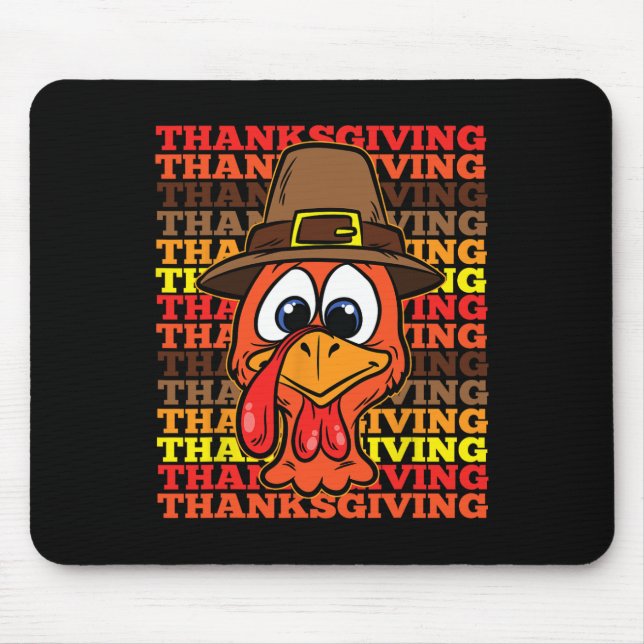 Silly Turkey Face Thanksgiving Day Funny Bird Fall Mouse Pad (Front)