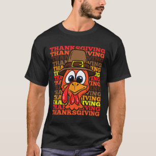Silly Turkey Face Thanksgiving Day Funny Bird Fall T-Shirt