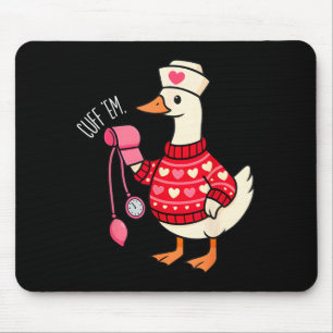 Silly Valentine Goose Nurse Er Cna Lpn Valentines Mouse Pad