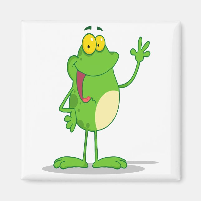 silly waving friendly froggy frog magnet (Front)