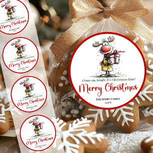 Silly whimsical reindeer sticker funny deer charm